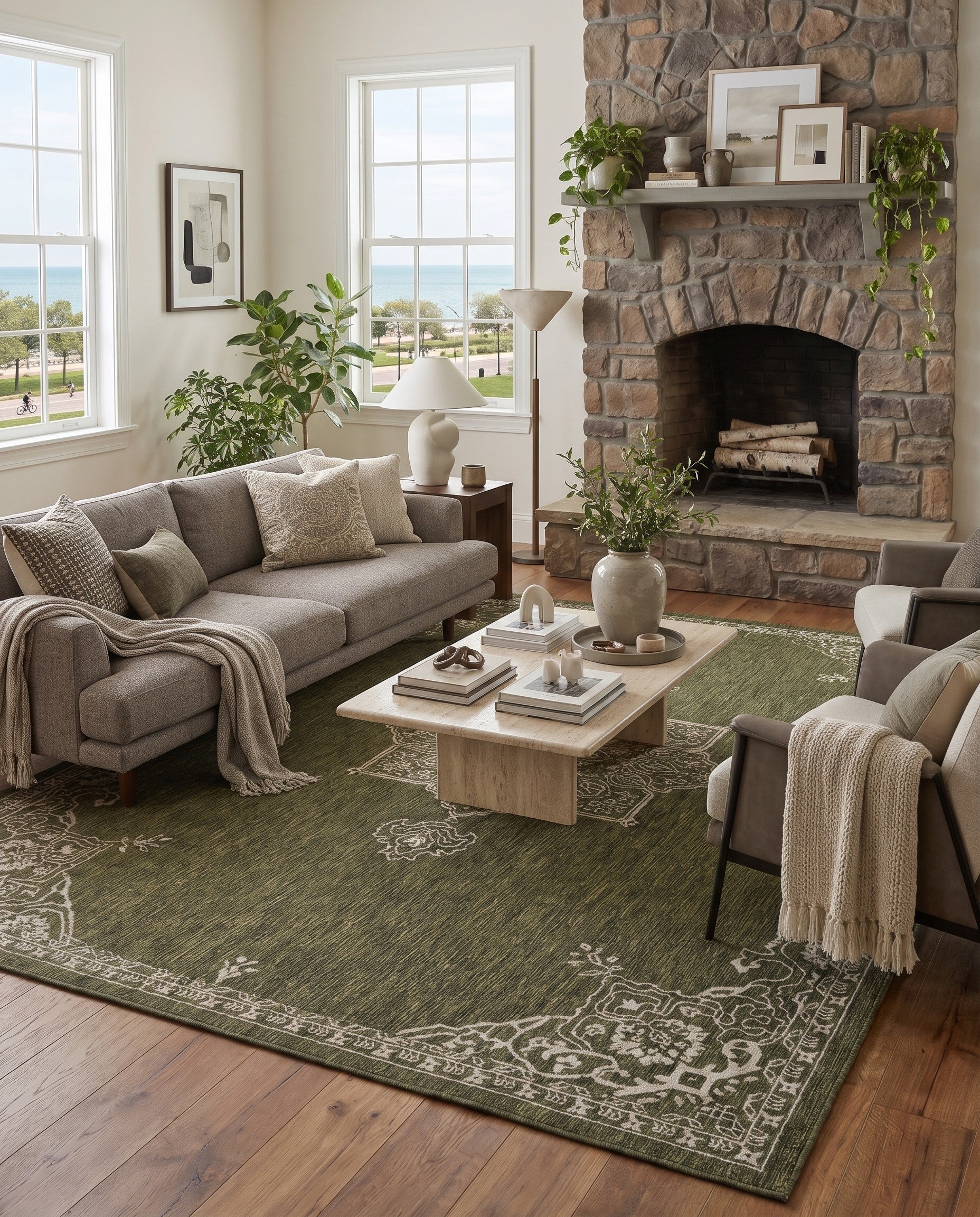 10' x 14' Easy-Clean Traditional Indoor / Outdoor Rug