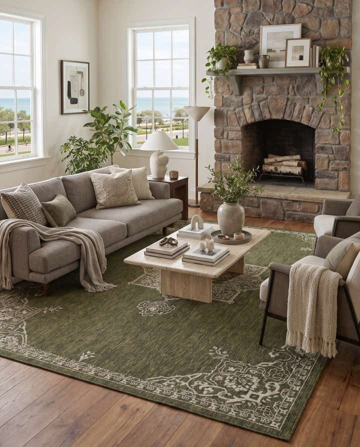 10' x 14' Easy-Clean Traditional Indoor / Outdoor Rug