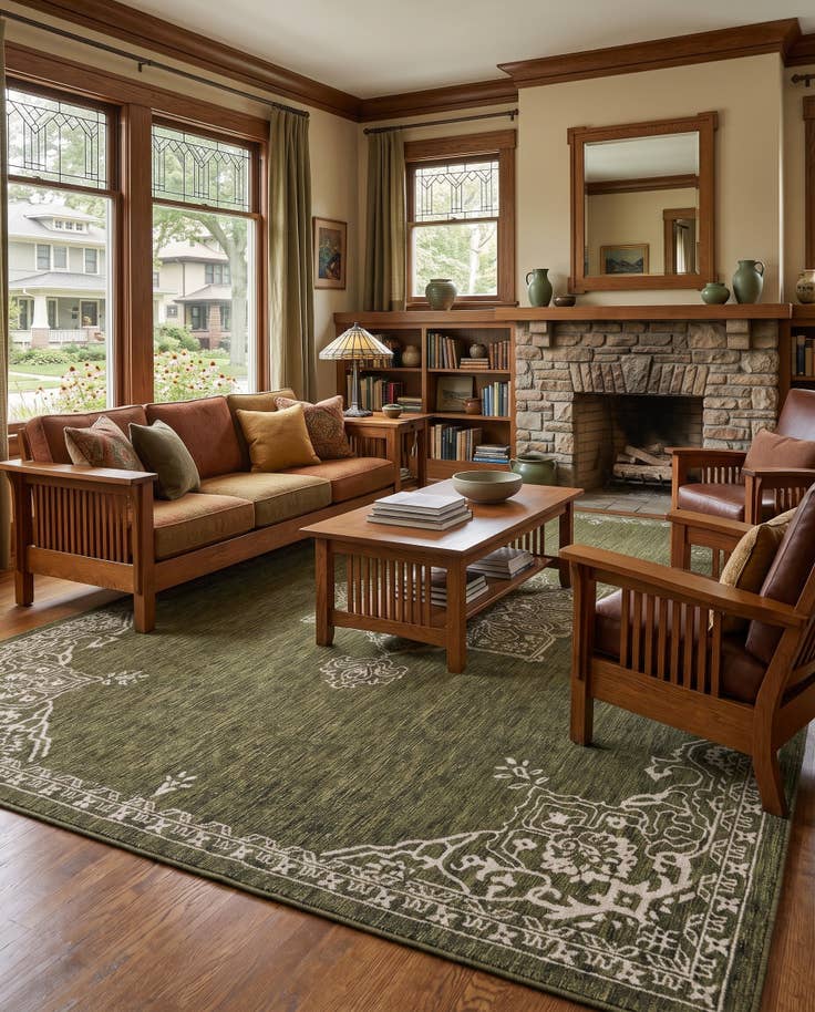 Detail image of 10' x 14' Easy-Clean Traditional Indoor / Outdoor Rug