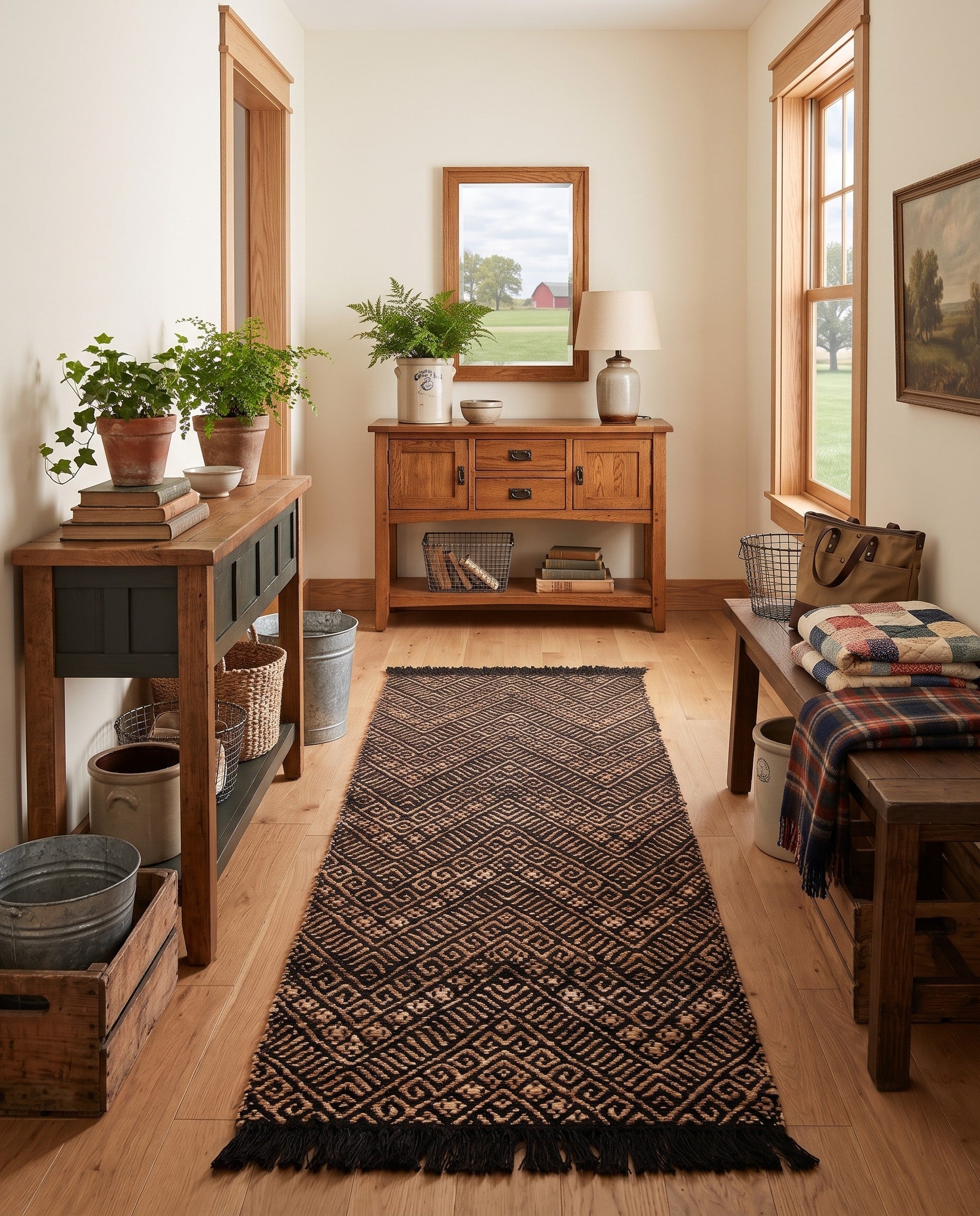 2' x 8' Handmade Braided Jute Runner Rug