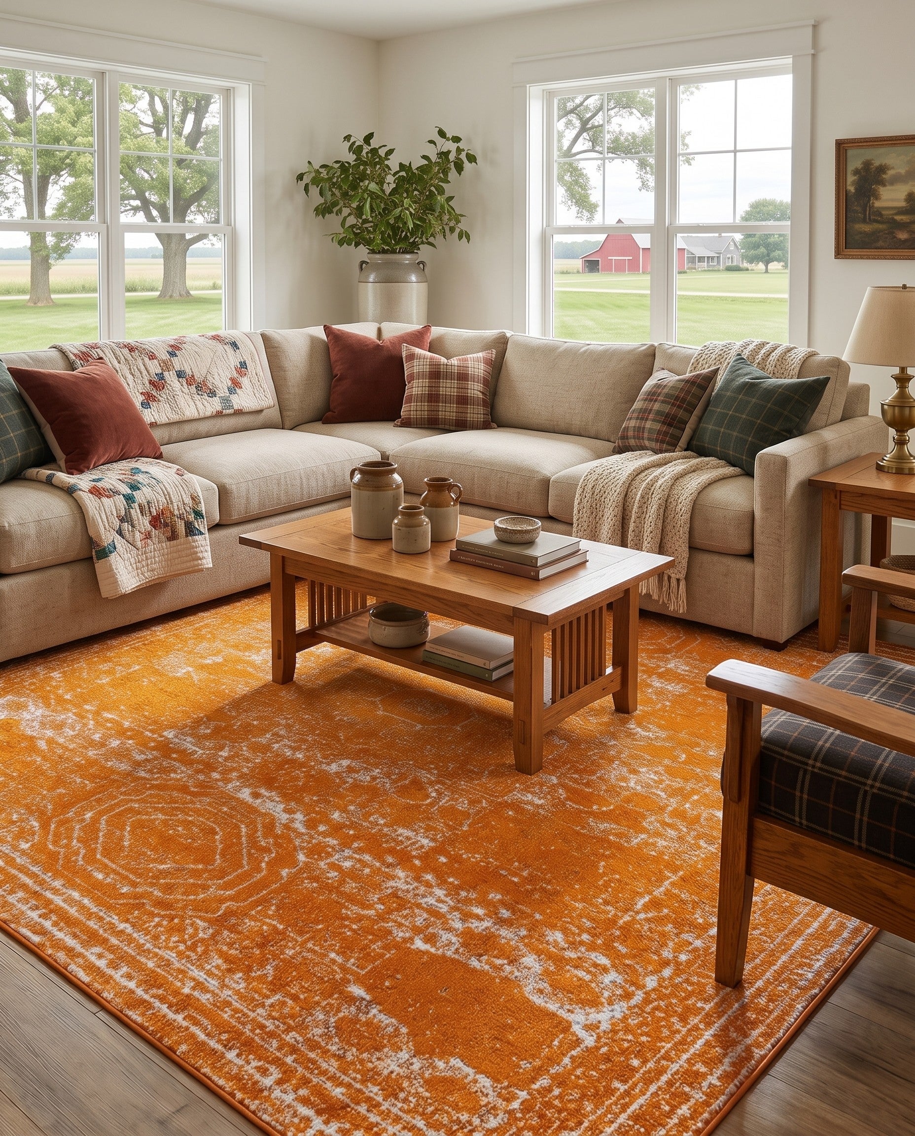 Orange Dover Square Rug