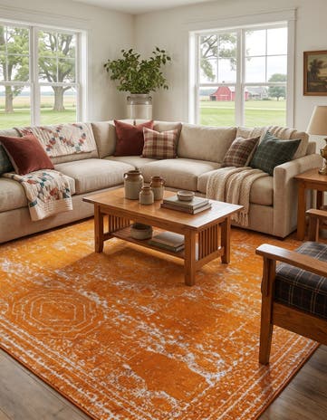 Orange Dover Square Rug