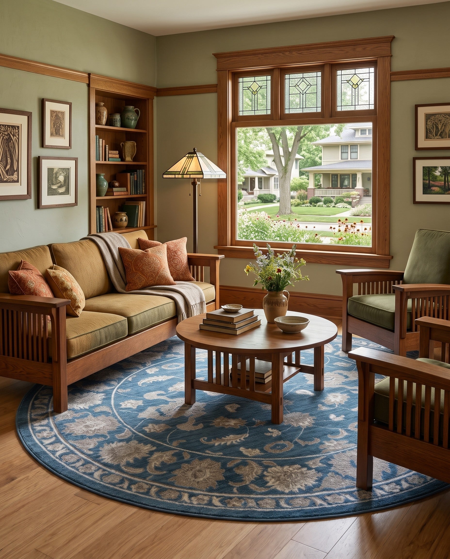 Blue Boston Round Rug