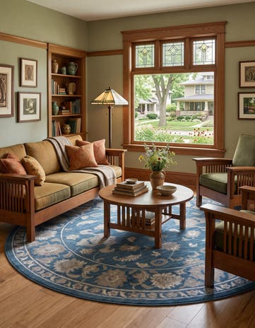 Blue Boston Round Rug