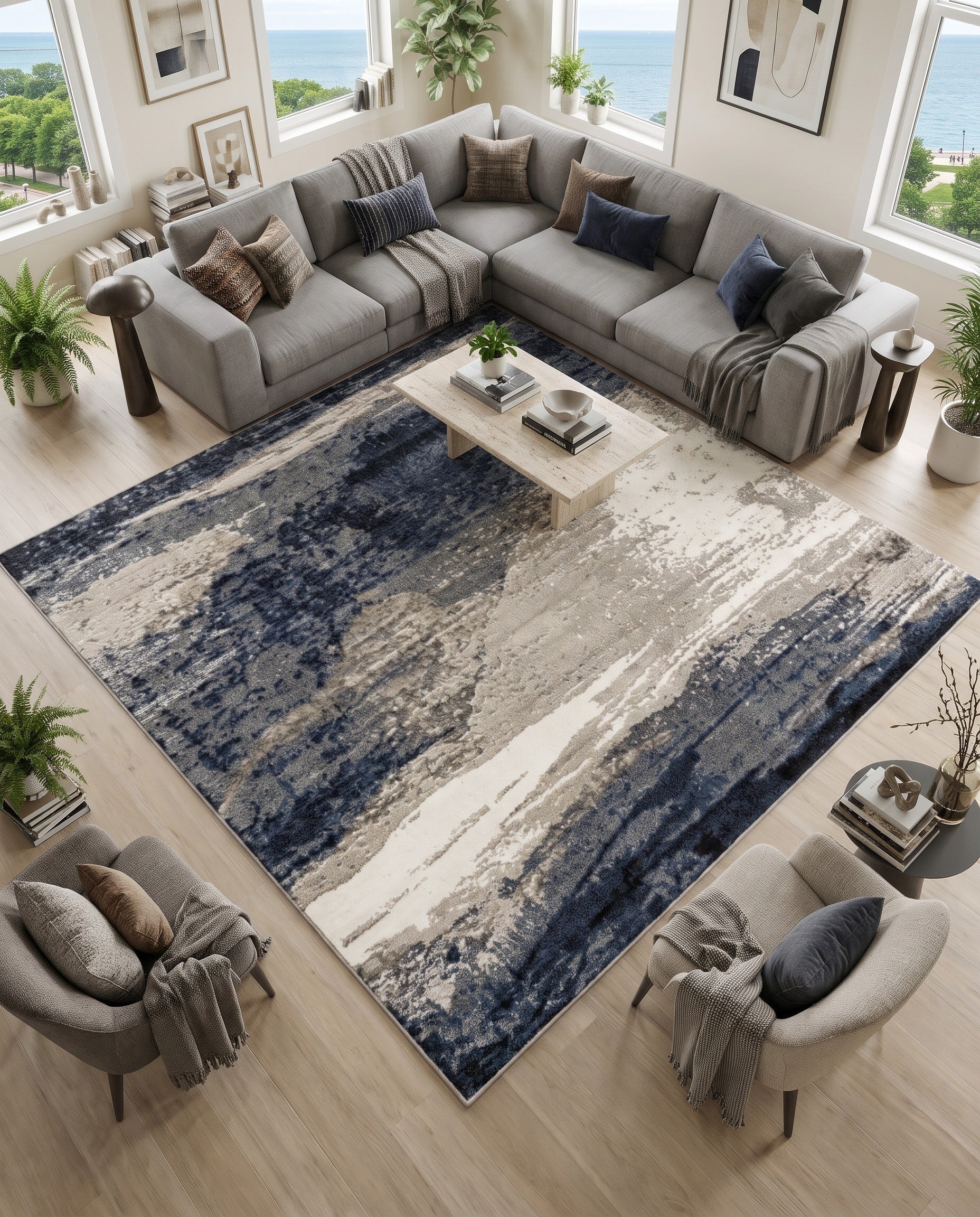 Blue Oslo Square Rug