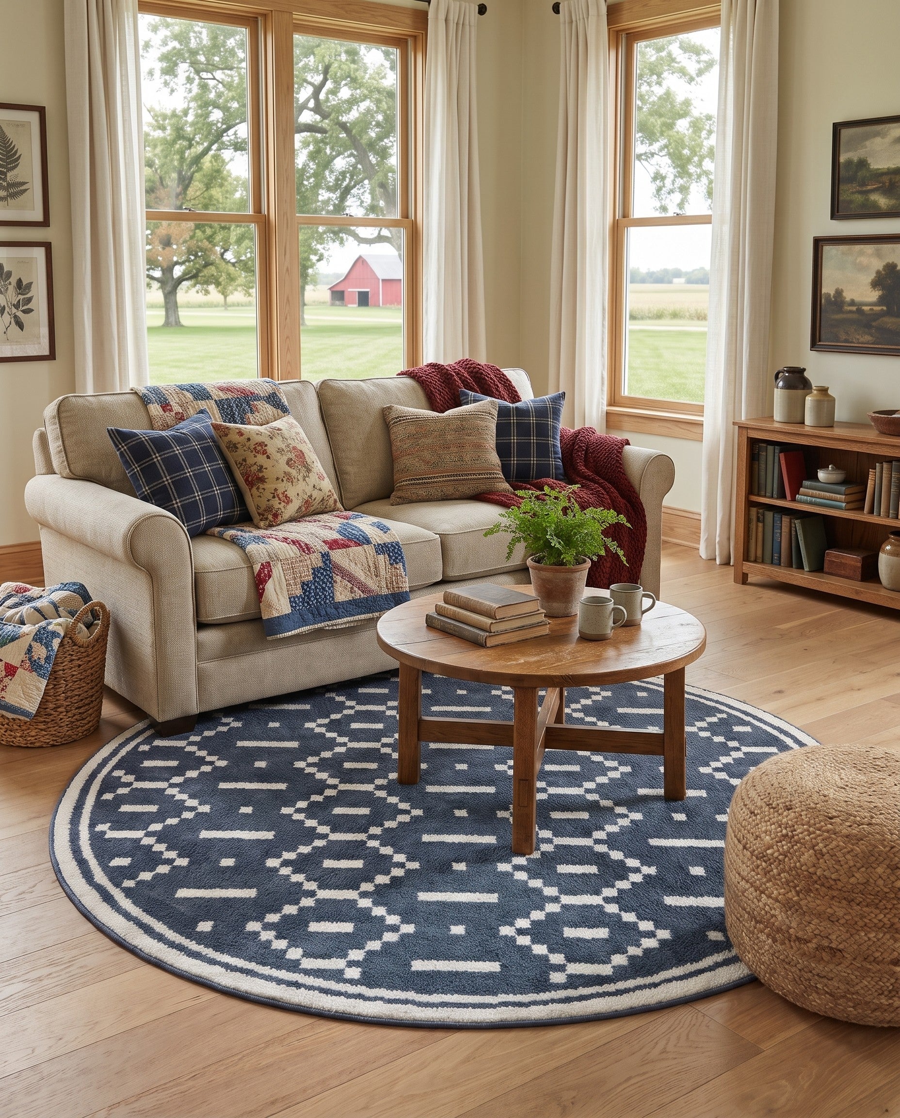 Blue Oslo Round Rug