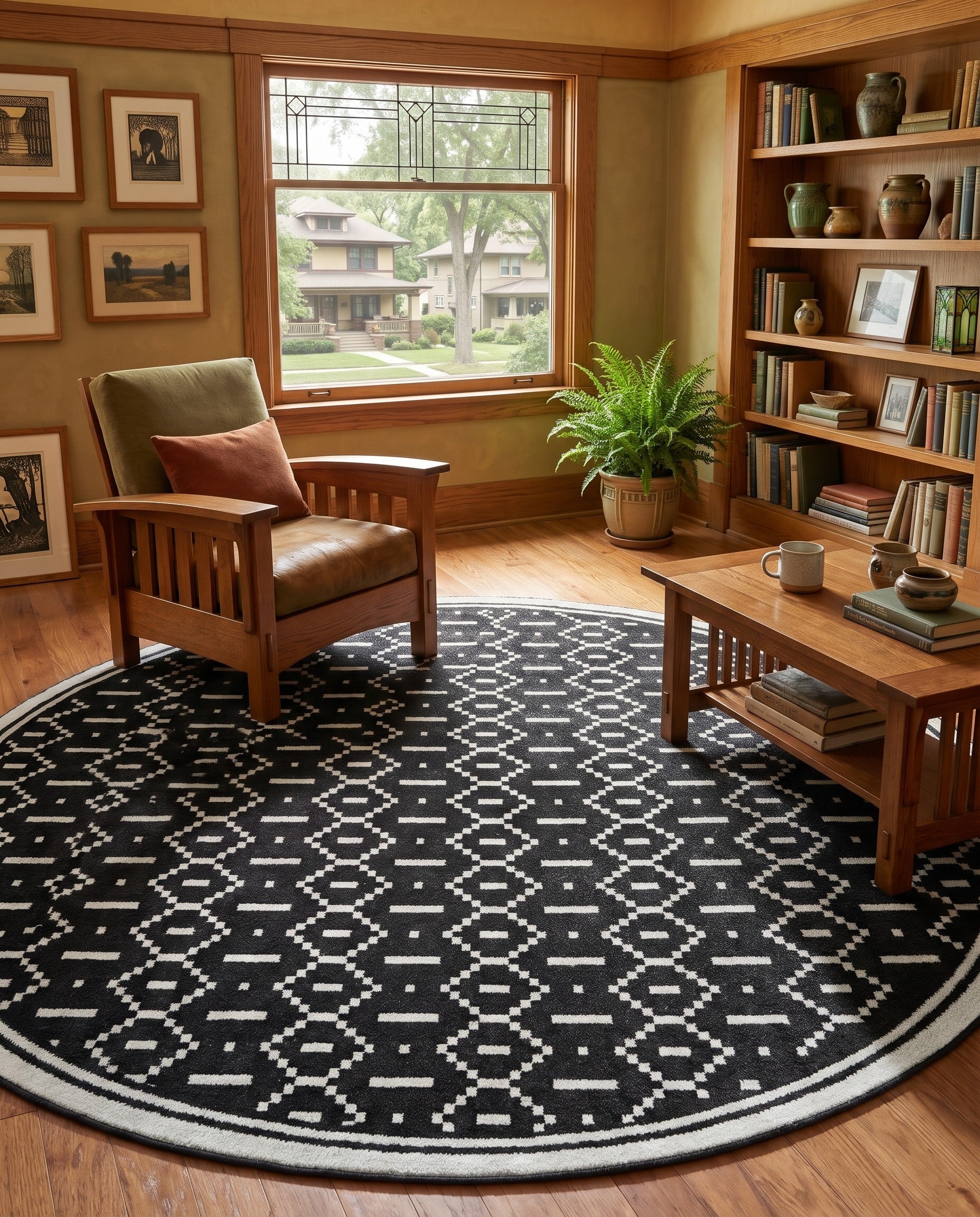 Black Oslo Round Rug