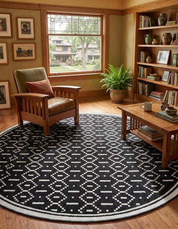Black Oslo Round Rug