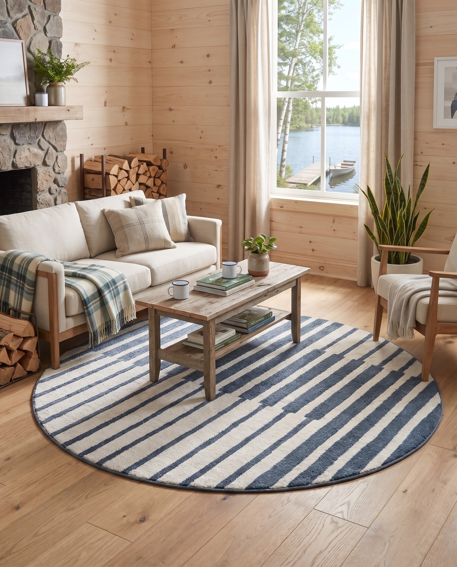 Blue Oslo Round Rug