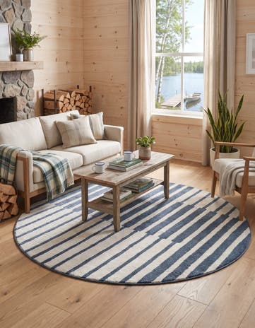 Blue Oslo Round Rug