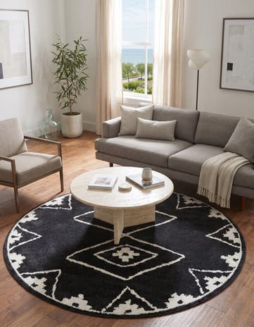 Black Oslo Round Rug