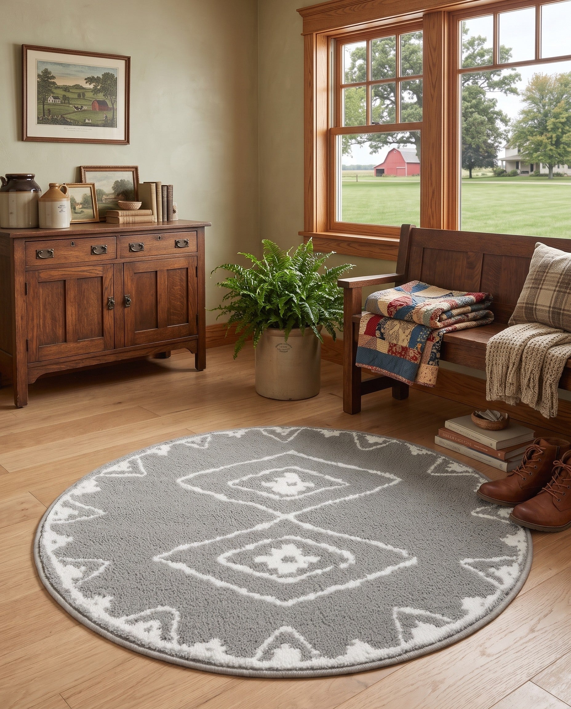 Gray Oslo Round Rug