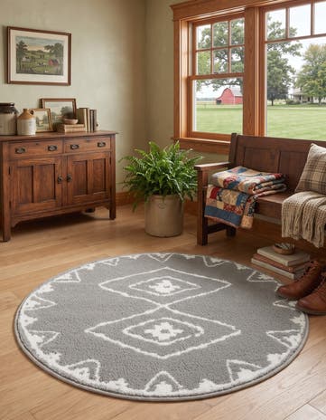 Gray Oslo Round Rug