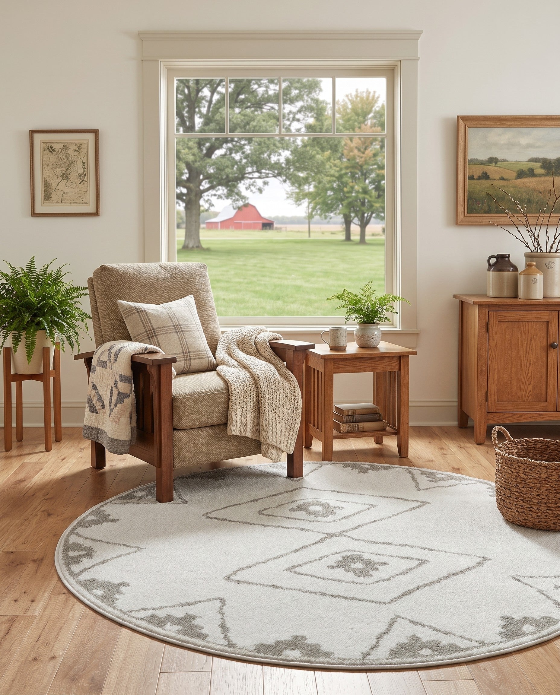 Ivory Oslo Round Rug