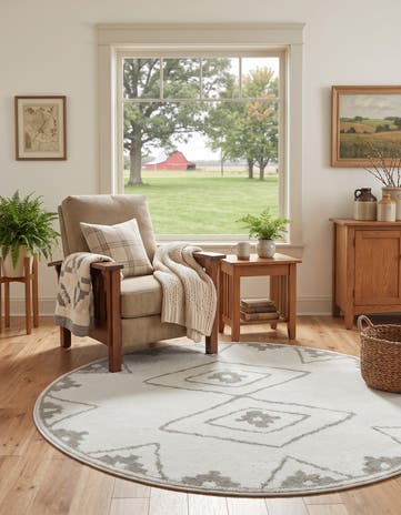 Ivory Oslo Round Rug