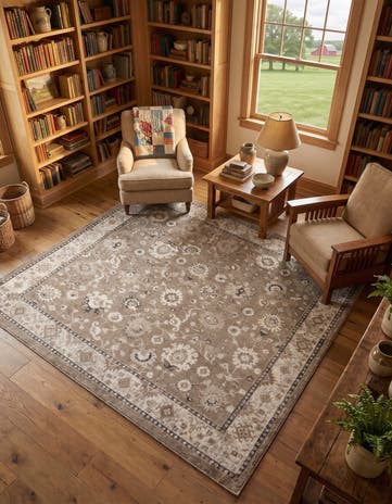 Beige and Brown Madeline Square Rug