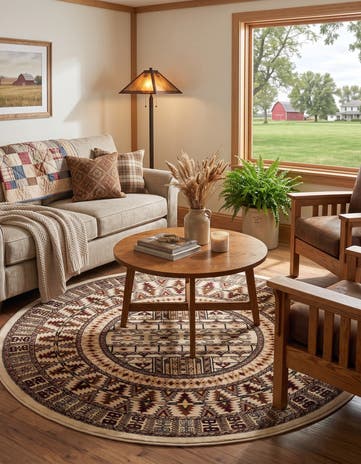 Beige Bokhara Round Rug