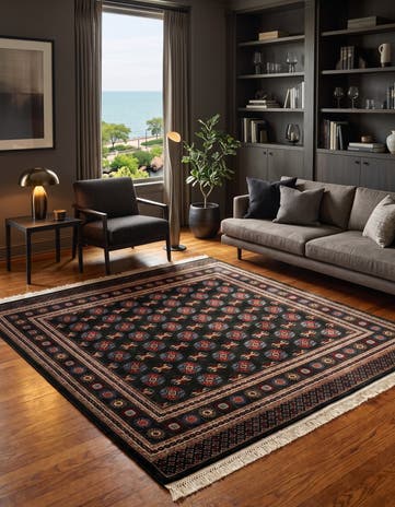 Dark Green Bokhara Harwick Square Rug