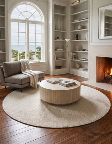 Vanilla Bean Hand Woven Jill Zarin English Manor Wool Round Rug