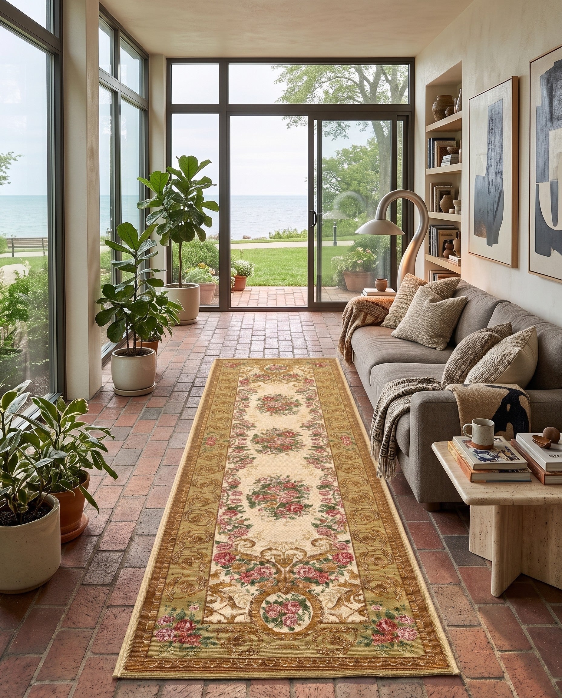 2' x 8' Easy-Clean Traditional Indoor / Outdoor Runner Rug