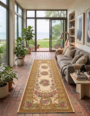 2' x 8' Easy-Clean Traditional Indoor / Outdoor Runner Rug
