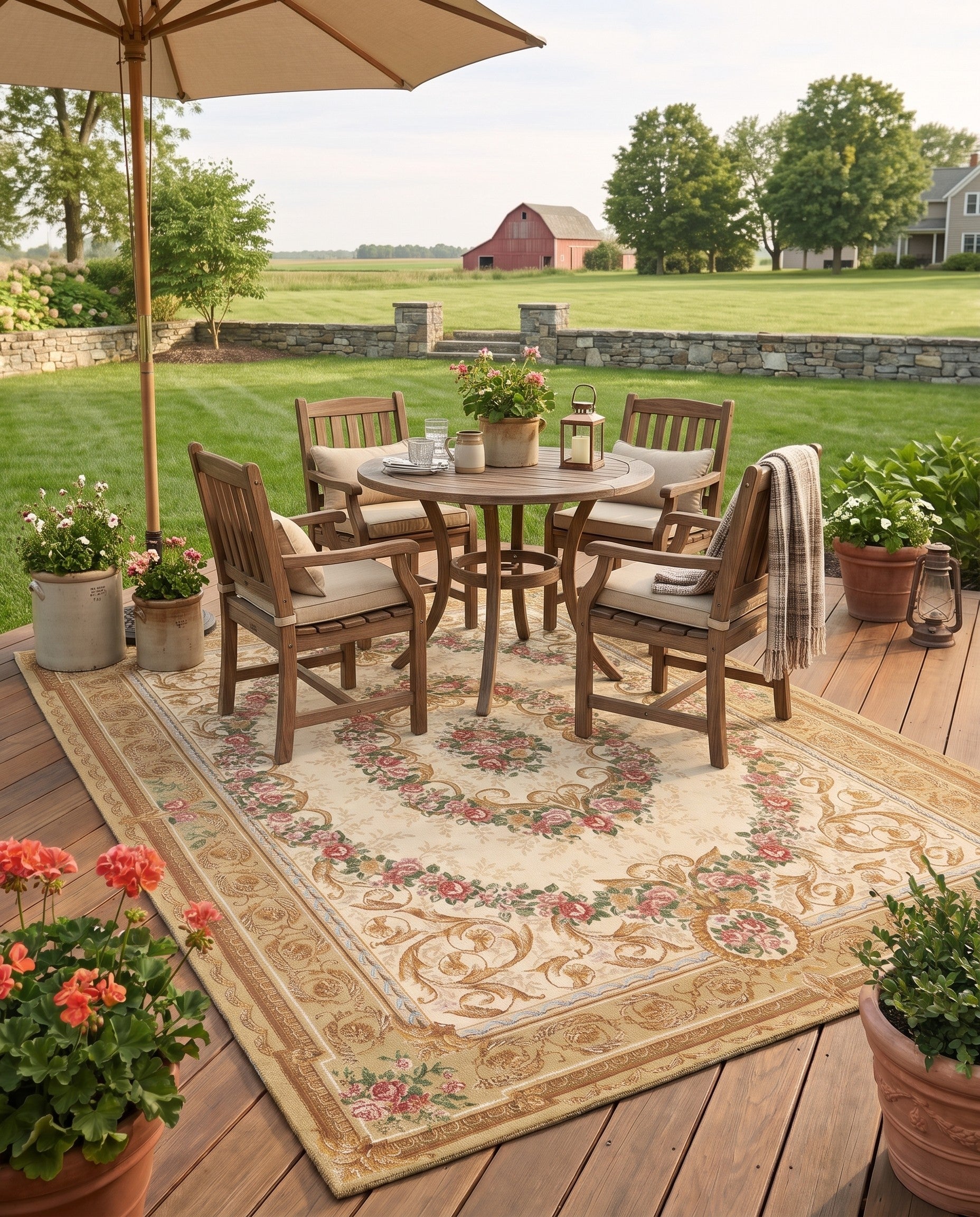 7' 10 x 10' Easy-Clean Traditional Indoor / Outdoor Rug