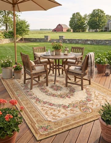 7' 10 x 10' Easy-Clean Traditional Indoor / Outdoor Rug