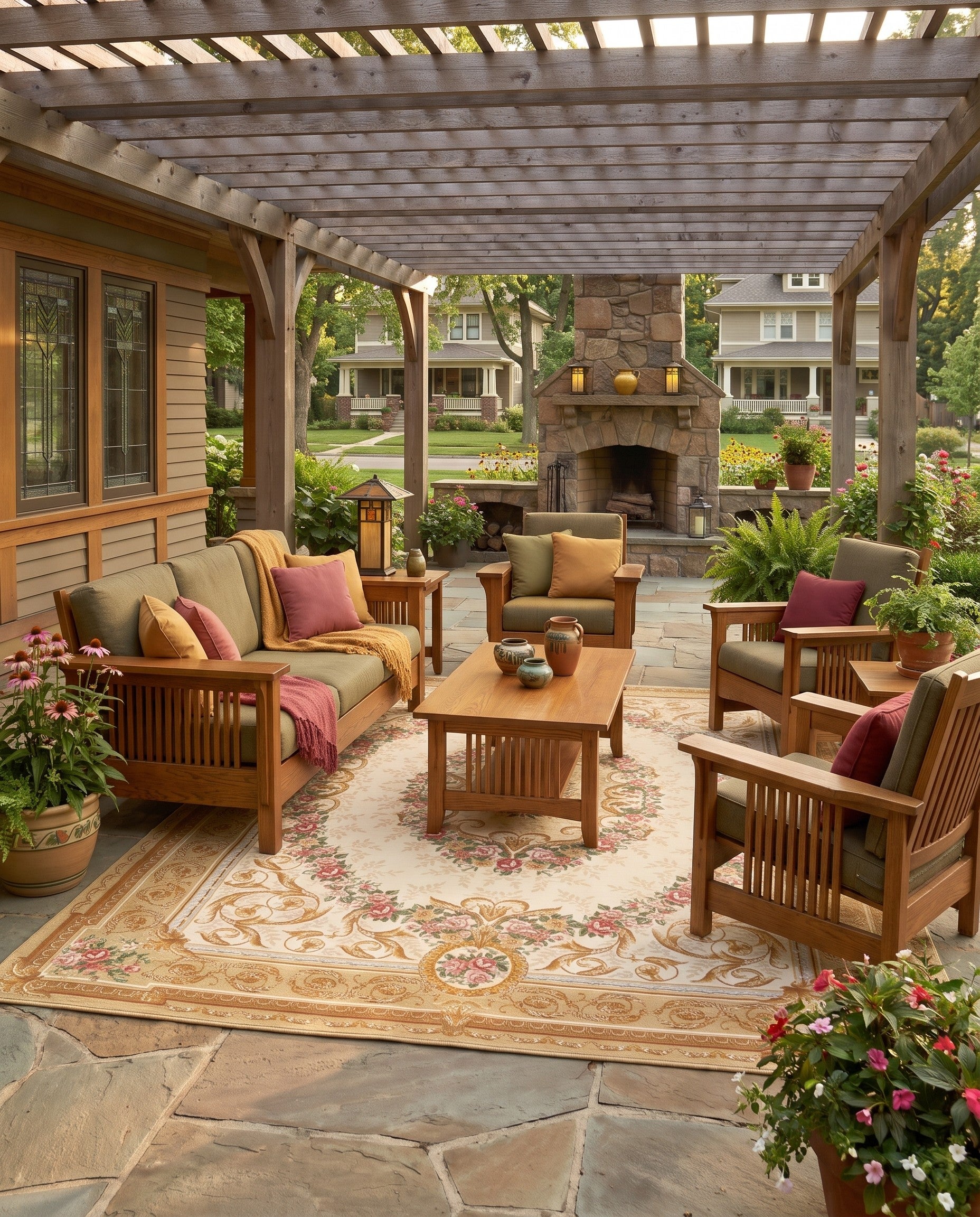 9' x 12' Easy-Clean Traditional Indoor / Outdoor Rug
