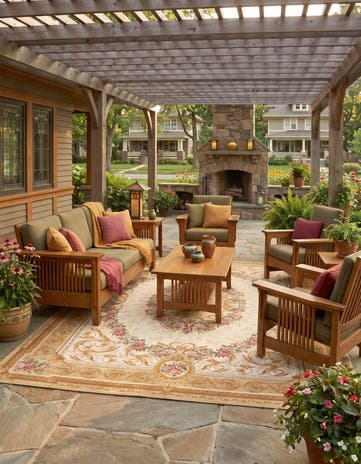 9' x 12' Easy-Clean Traditional Indoor / Outdoor Rug