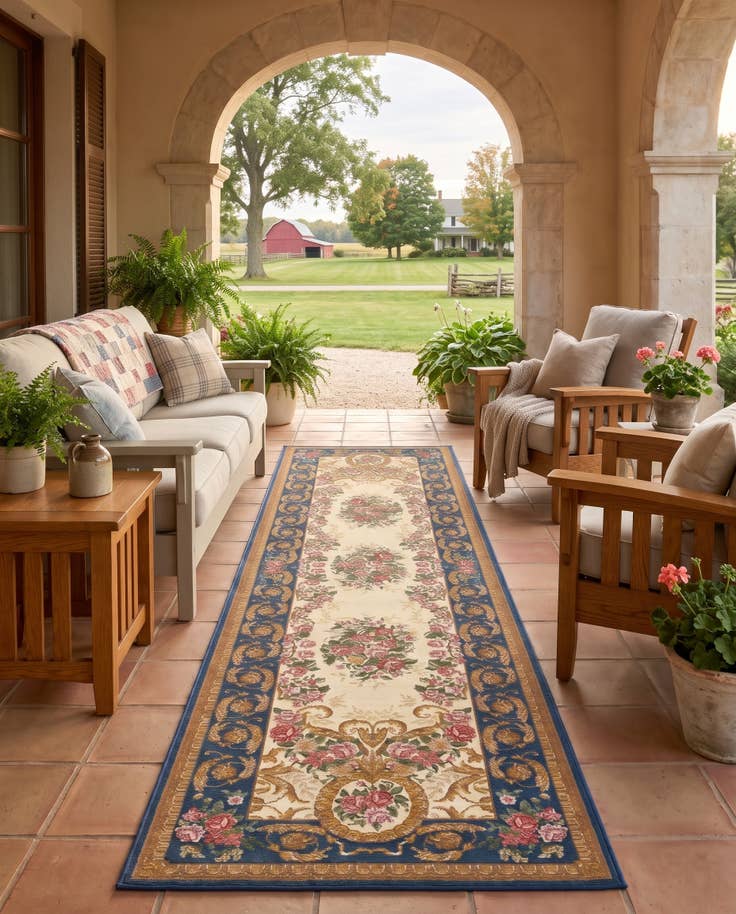 Detail image of 2' 7 x 10' Easy-Clean Hargrove Traditional Indoor / Outdoor Runner Rug