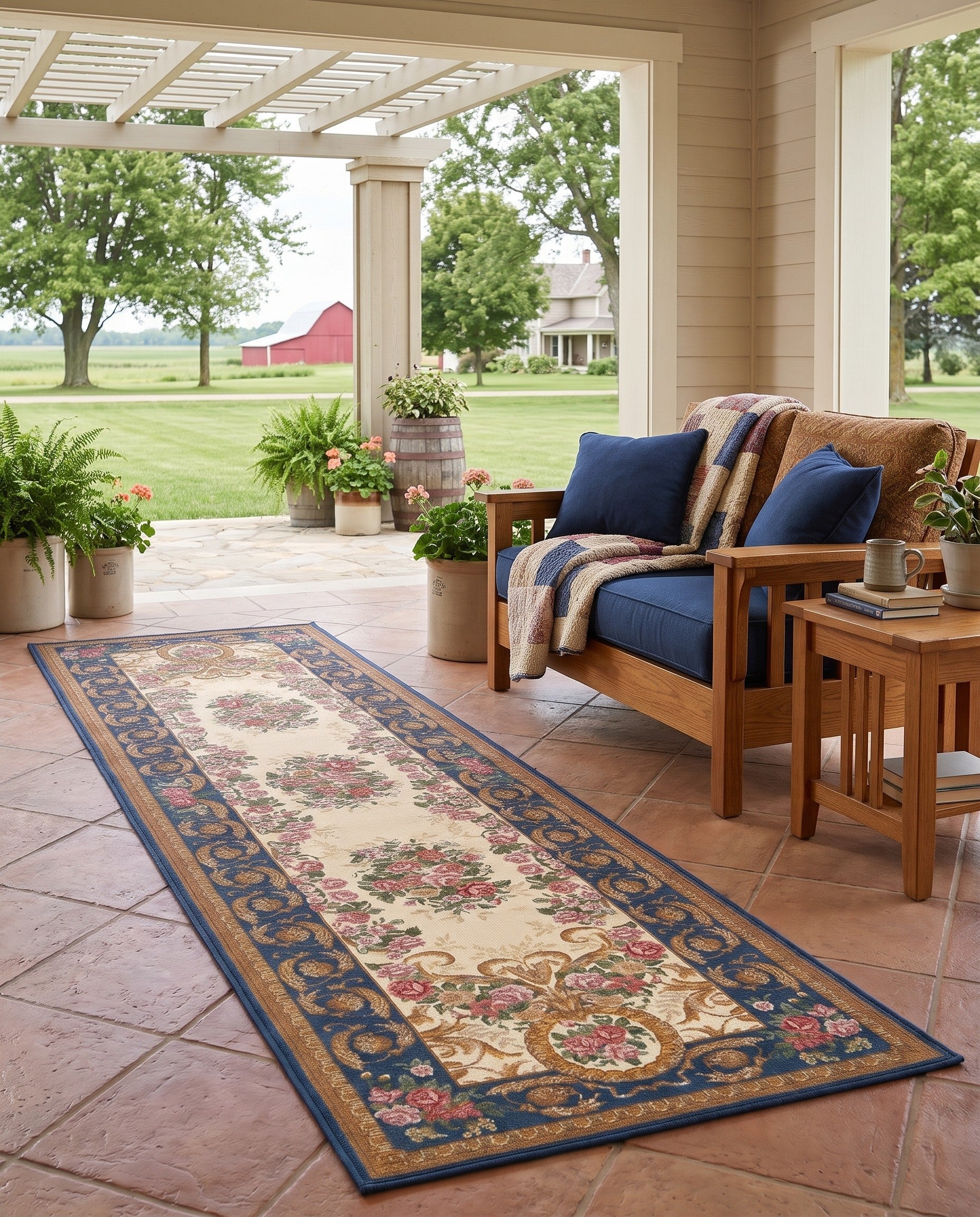 2' 7 x 10' Easy-Clean Hargrove Traditional Indoor / Outdoor Runner Rug