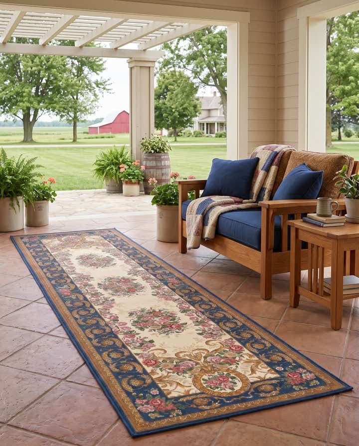 2' 7 x 10' Easy-Clean Hargrove Traditional Indoor / Outdoor Runner Rug