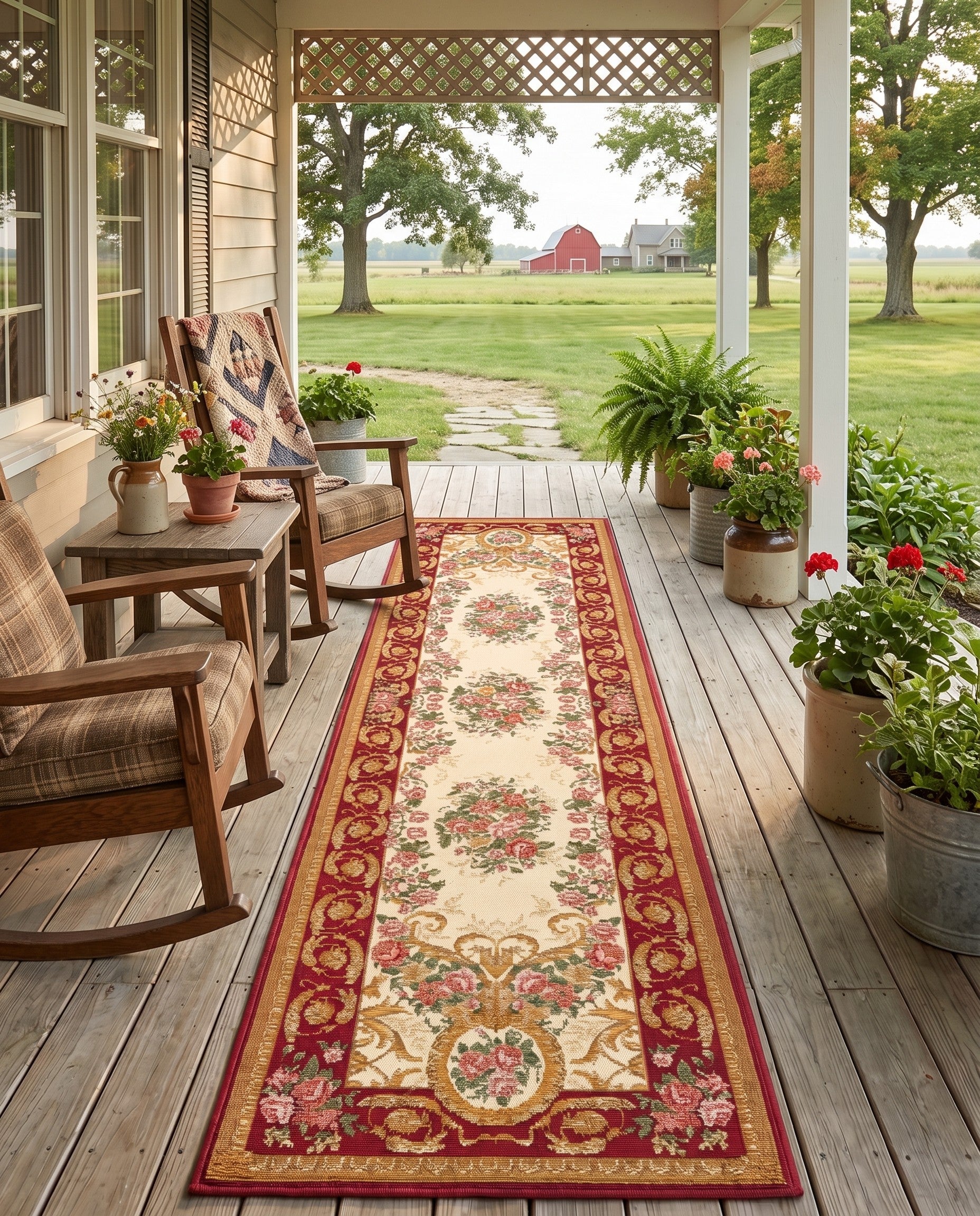 2' x 8' Easy-Clean Traditional Indoor / Outdoor Runner Rug