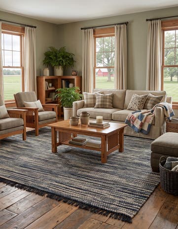 Green and Ivory Hand Woven Chunky Jute Rug