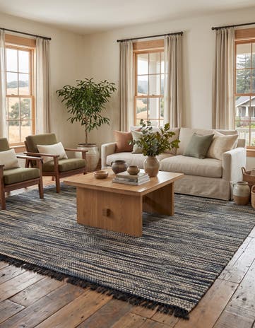 Green and Ivory Hand Woven Chunky Jute Rug