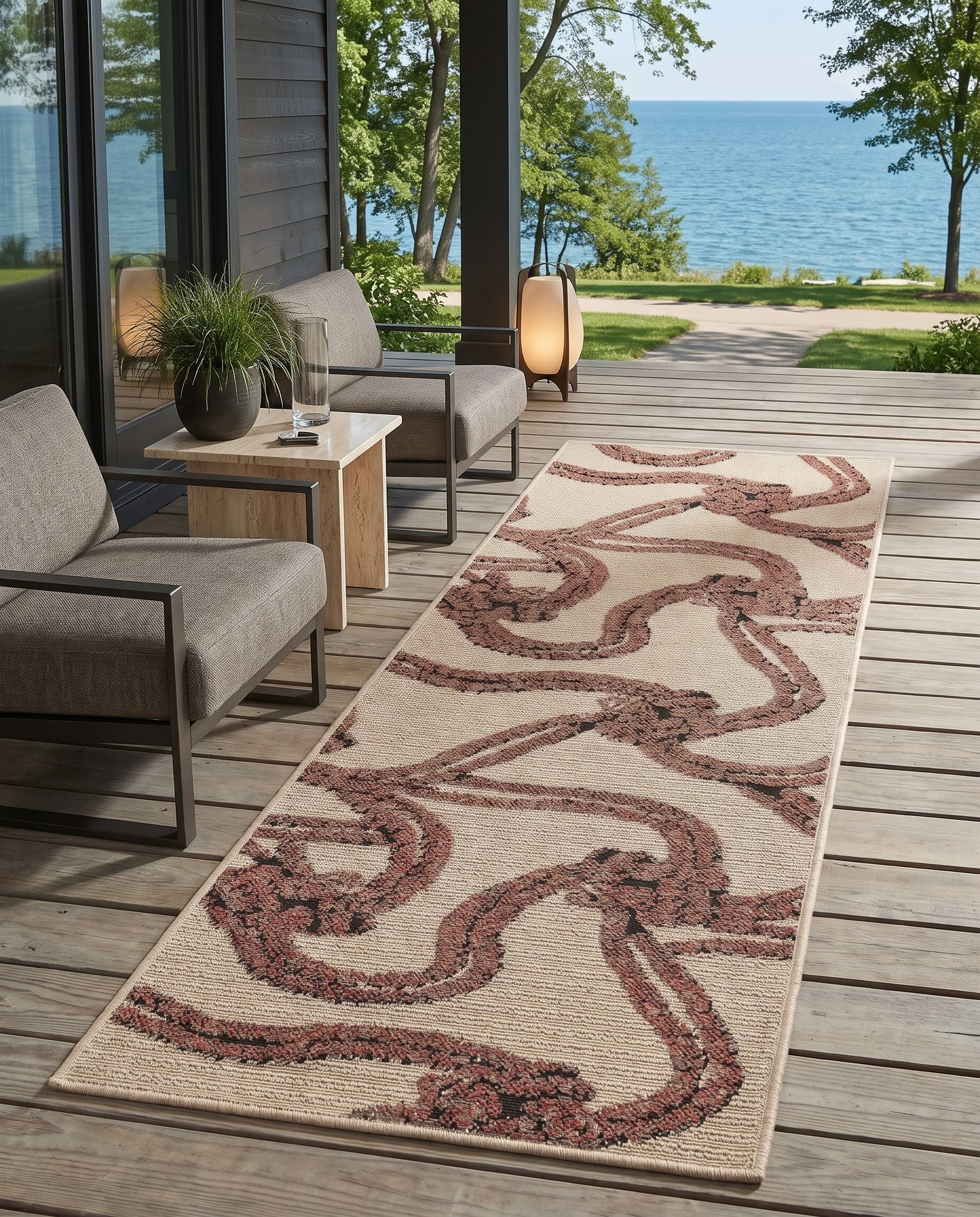 2' x 6' Easy-Clean Coastal Indoor / Outdoor Runner Rug