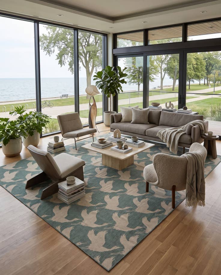 Detail image of 9' x 12' Easy-Clean Coastal Indoor / Outdoor Rug
