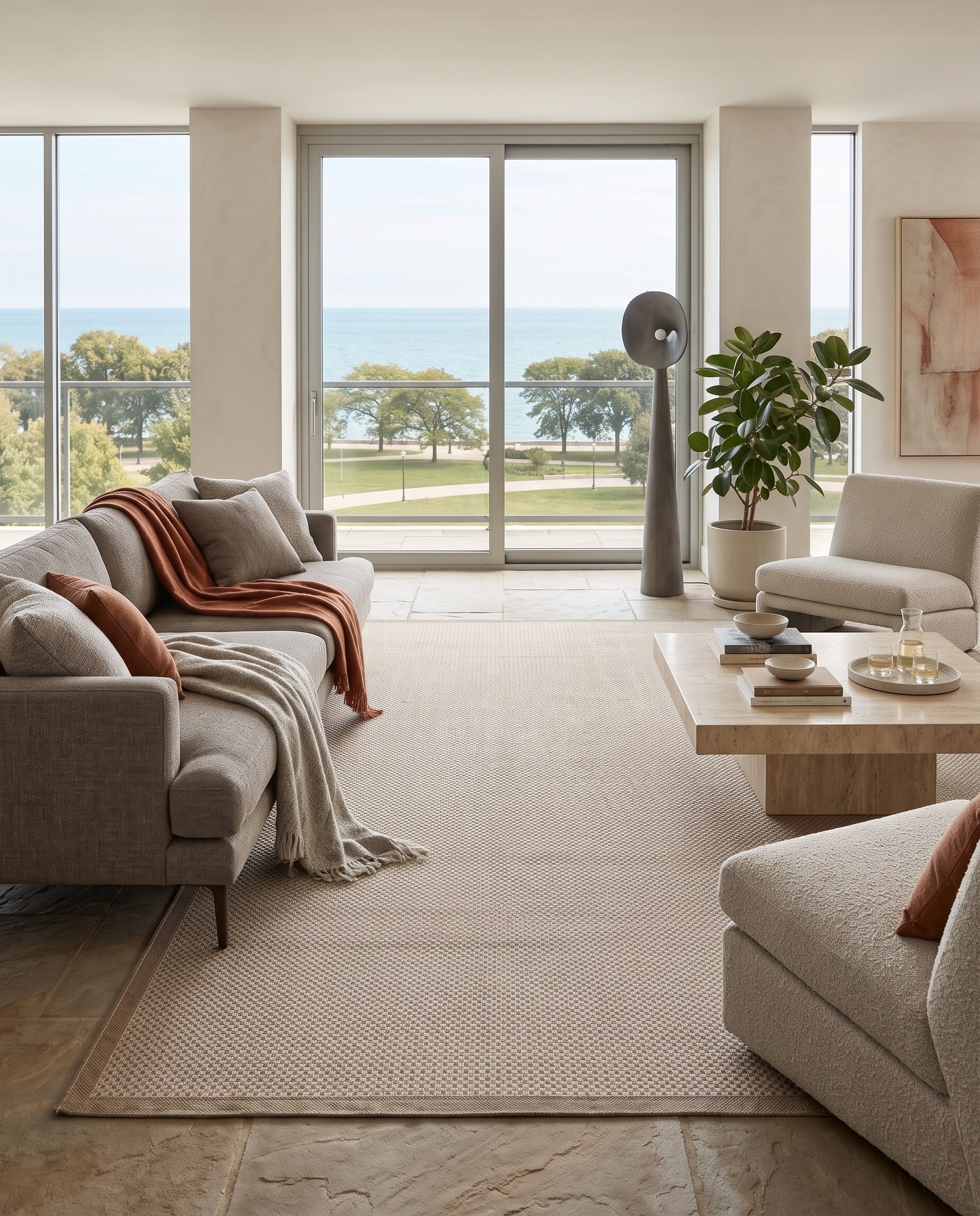 10' x 14' Easy-Clean Dunegrass Border Indoor / Outdoor Rug