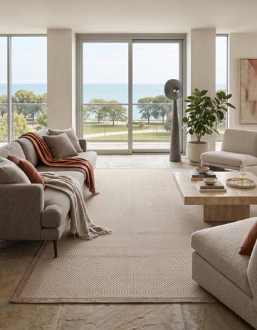 10' x 14' Easy-Clean Dunegrass Border Indoor / Outdoor Rug