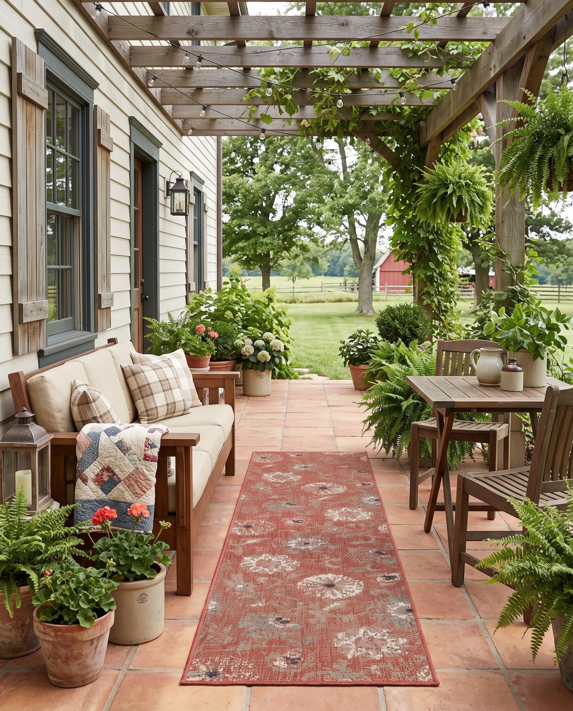 2' x 8' Easy-Clean Botanical Indoor / Outdoor Runner Rug