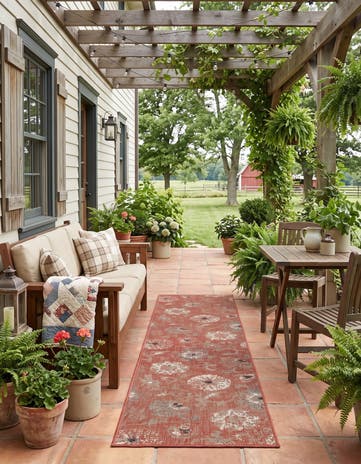 2' x 8' Easy-Clean Botanical Indoor / Outdoor Runner Rug
