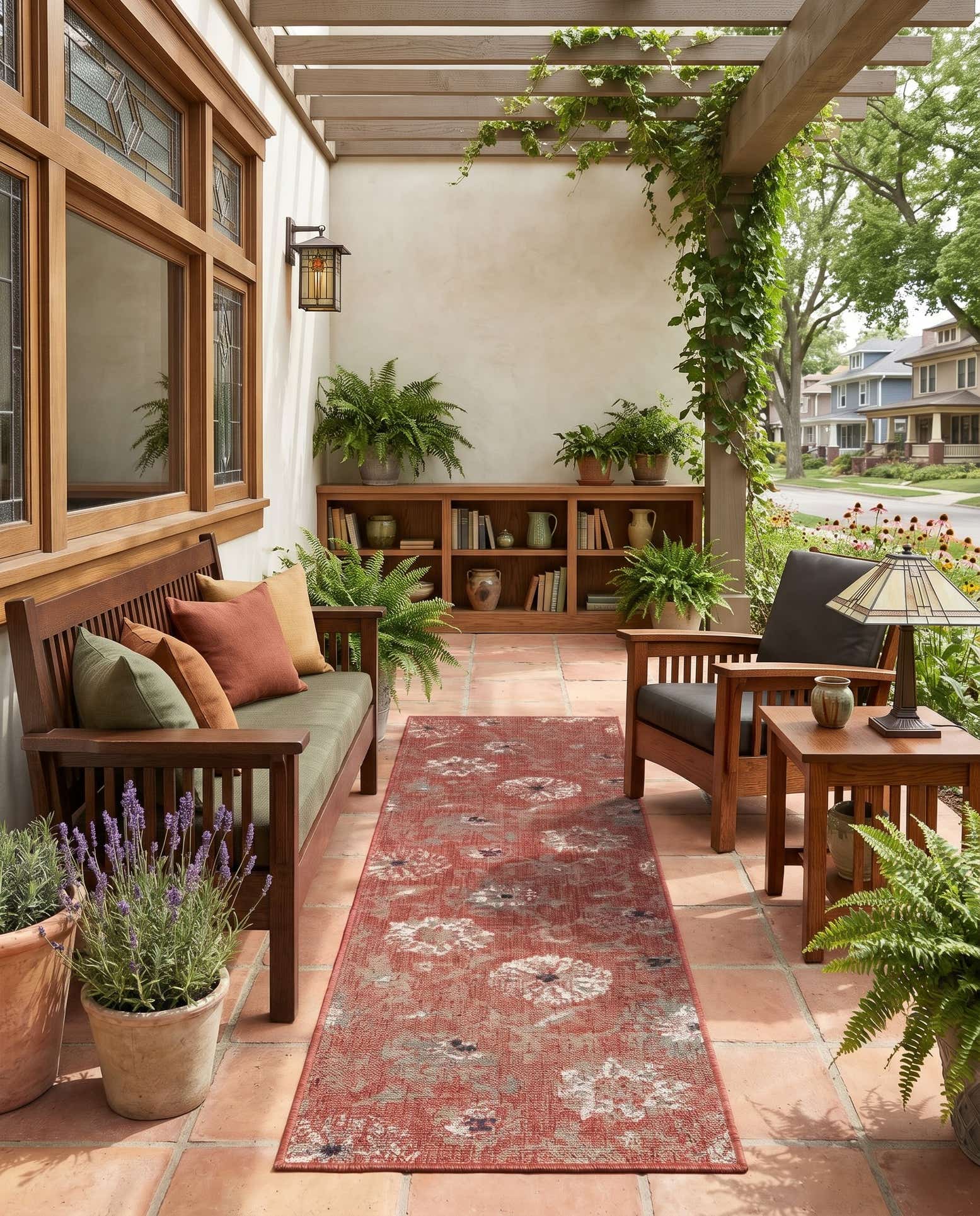 2' x 8' Easy-Clean Beaumont Botanical Indoor / Outdoor Runner Rug
