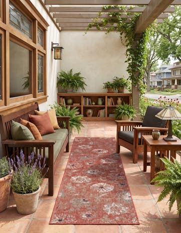 2' x 8' Easy-Clean Botanical Indoor / Outdoor Runner Rug