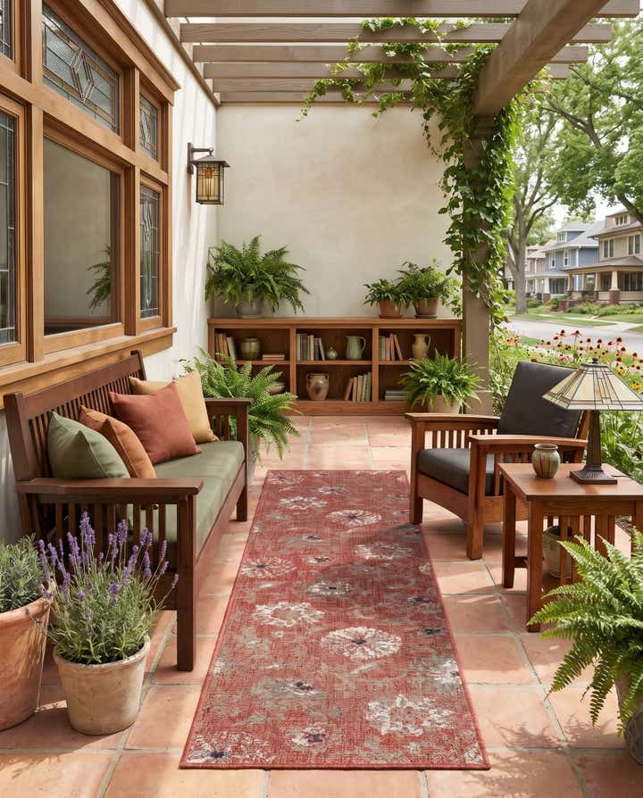 2' x 8' Easy-Clean Beaumont Botanical Indoor / Outdoor Runner Rug