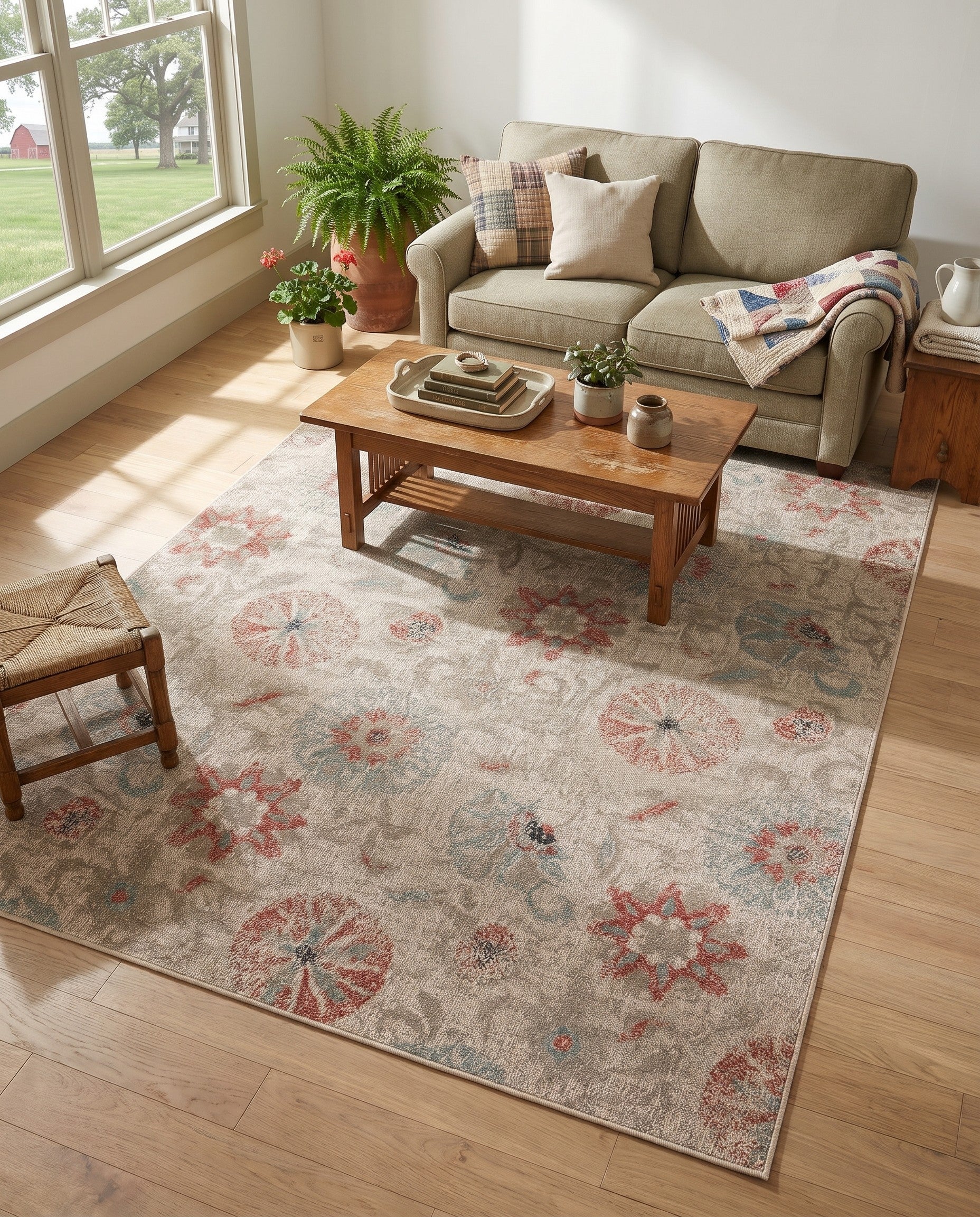 7' 10 x 10' Easy-Clean Beaumont Botanical Indoor / Outdoor Rug
