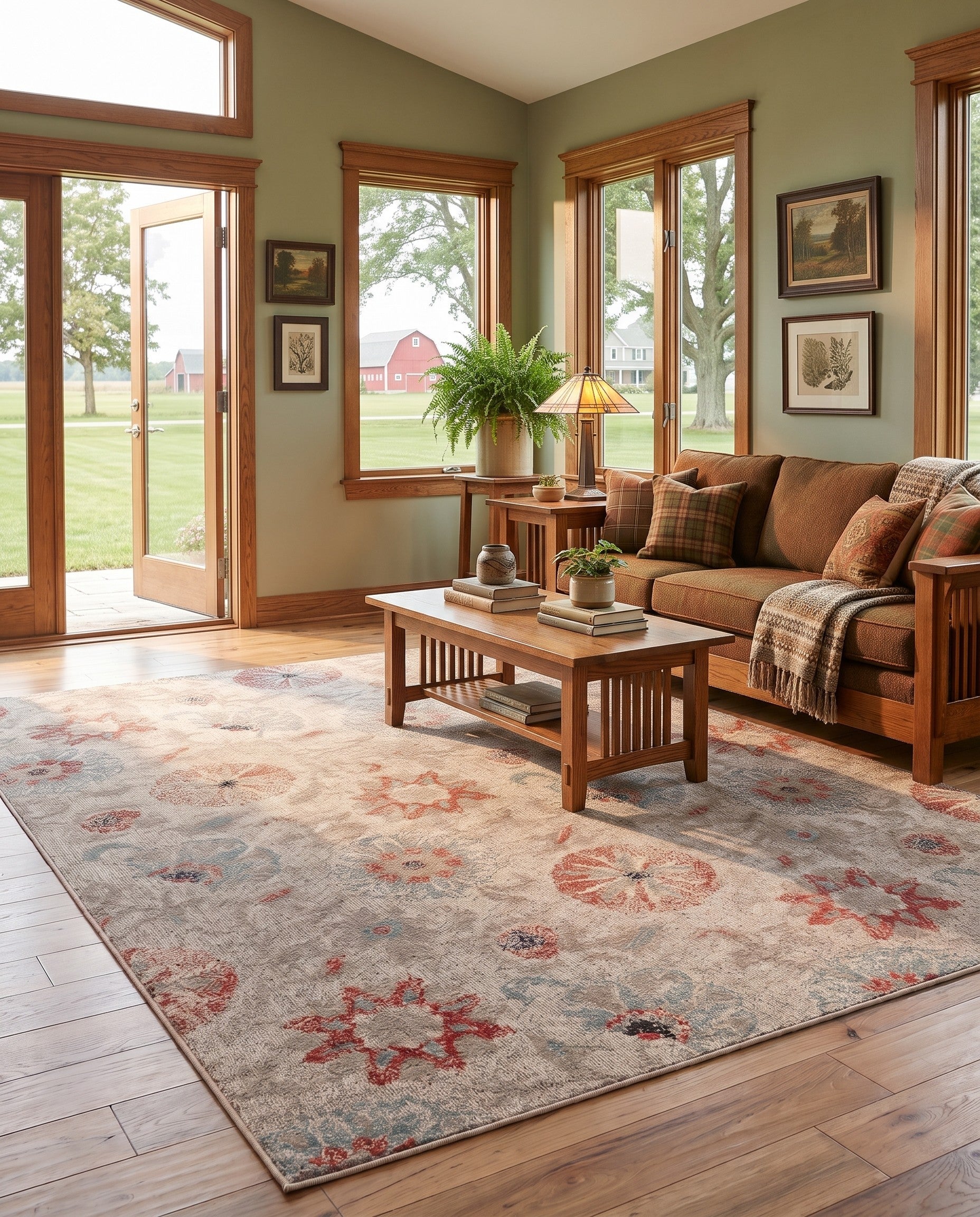 7' 10 x 10' Easy-Clean Beaumont Botanical Indoor / Outdoor Rug