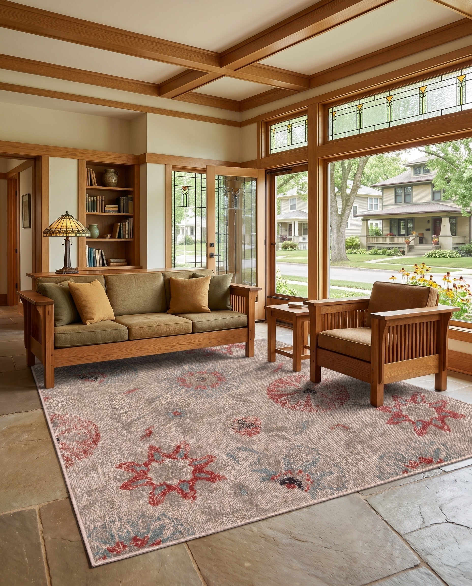 7' 10 x 10' Easy-Clean Beaumont Botanical Indoor / Outdoor Rug