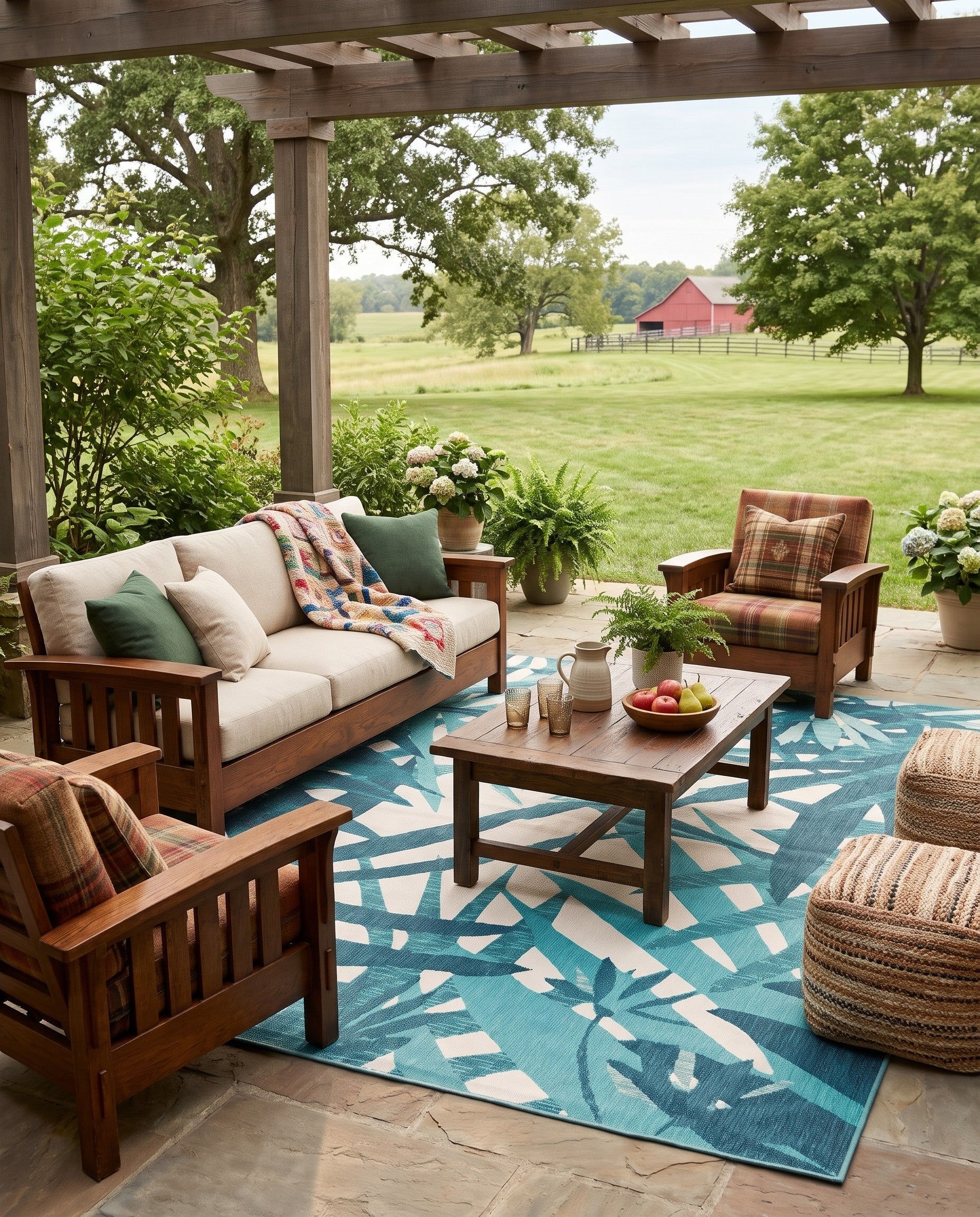 10' x 14' 2 Easy-Clean Botanical Indoor / Outdoor Rug