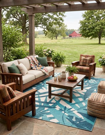 10' x 14' 2 Easy-Clean Botanical Indoor / Outdoor Rug