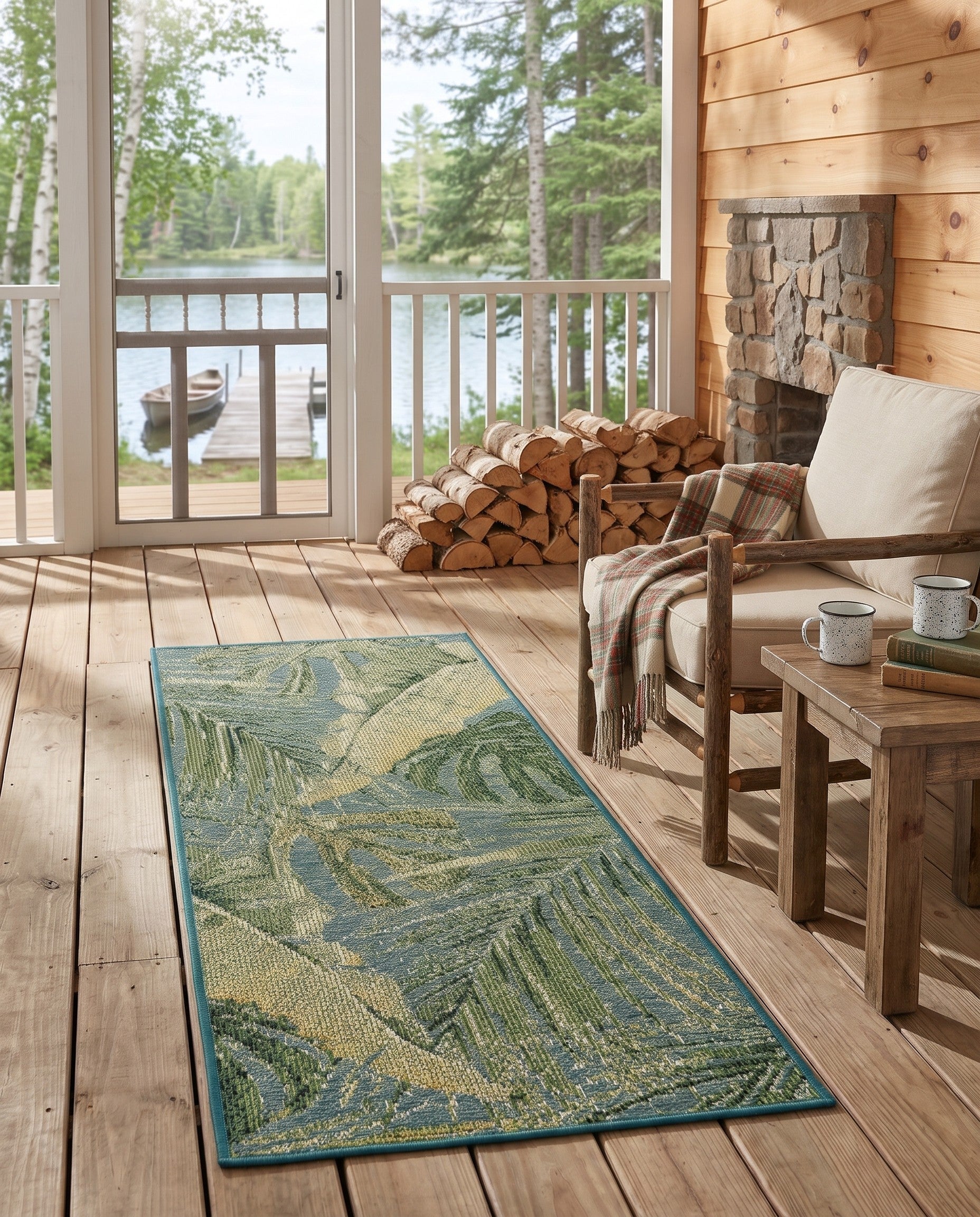 2' x 5' Easy-Clean Botanical Indoor / Outdoor Runner Rug